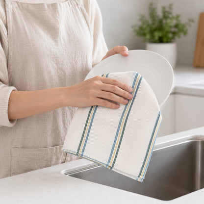 100% Cotton Dish Cloths Pack of 5 – Antibacterial, Highly Absorbent Kitchen Cleaning Cloths, Reusable Washing Up Dishcloths & Tea Towels