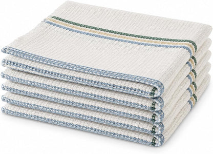 100% Cotton Dish Cloths Pack of 5 – Antibacterial, Highly Absorbent Kitchen Cleaning Cloths, Reusable Washing Up Dishcloths & Tea Towels